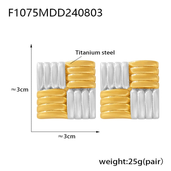 Wholesale Stainless Steel Geometric Electroplated Light Luxury Women's Gold Earrings Ear Studs