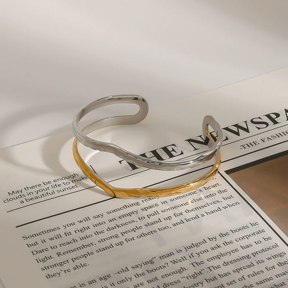 Wholesale Stainless Steel Geometric Electroplated Open Bracelet Jewelry