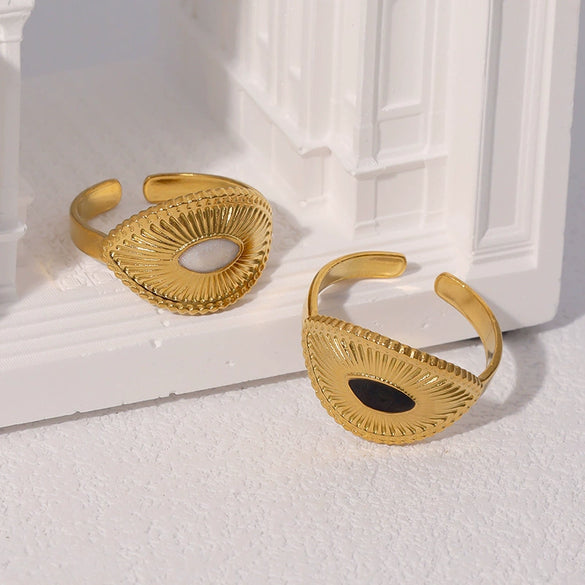 Wholesale Stainless Steel Geometric Electroplated Open Ring For Women Classic Retro Light Luxury Style