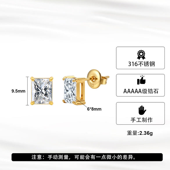 Wholesale Stainless Steel Geometric Electroplated Square Earrings And Ear Studs For Women And Men
