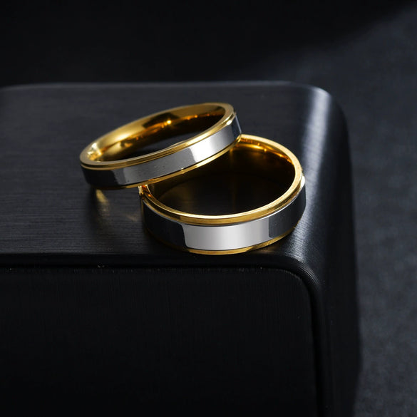 Wholesale Stainless Steel Geometric Electroplated Unisex Couple Rings