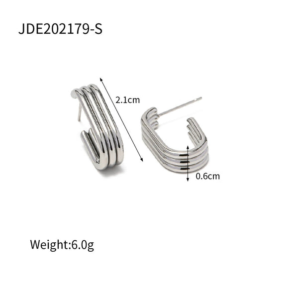Wholesale Stainless Steel Geometric Electroplated Ushaped Opening Women's Earrings