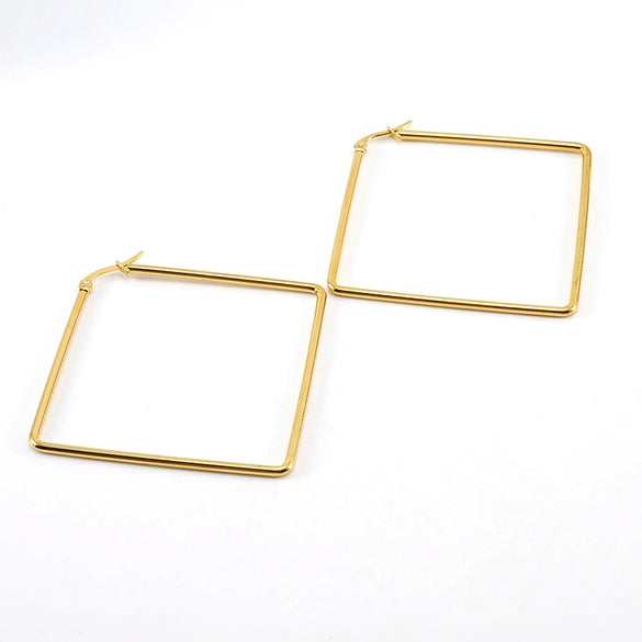 Wholesale 316L Stainless Steel Geometric Electroplating Square Bar Coil Earrings For Women
