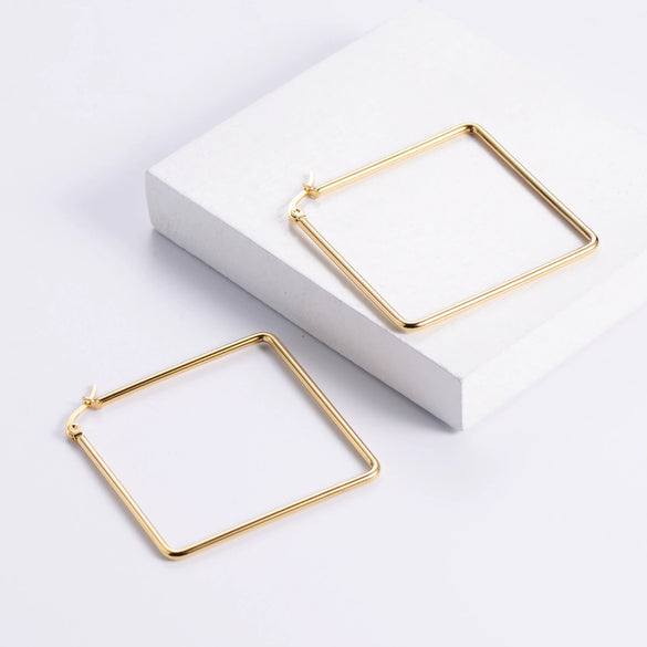 Wholesale 316L Stainless Steel Geometric Electroplating Square Bar Coil Earrings For Women