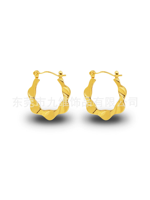 Wholesale Stainless Steel Geometric Embossed Hydraulic Women's Earrings