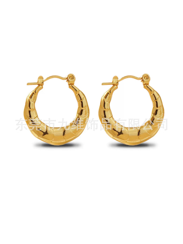 Wholesale Stainless Steel Geometric Embossed Hydraulic Women's Earrings