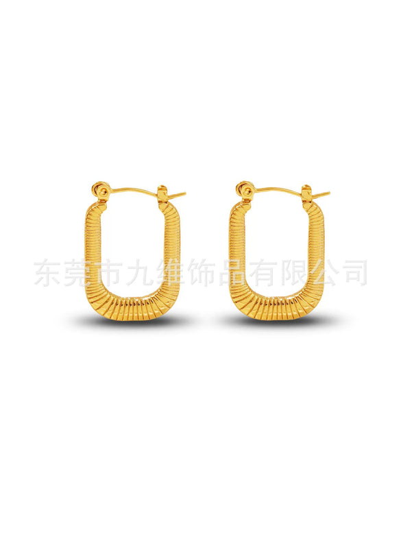 Wholesale Stainless Steel Geometric Embossed Hydraulic Women's Earrings
