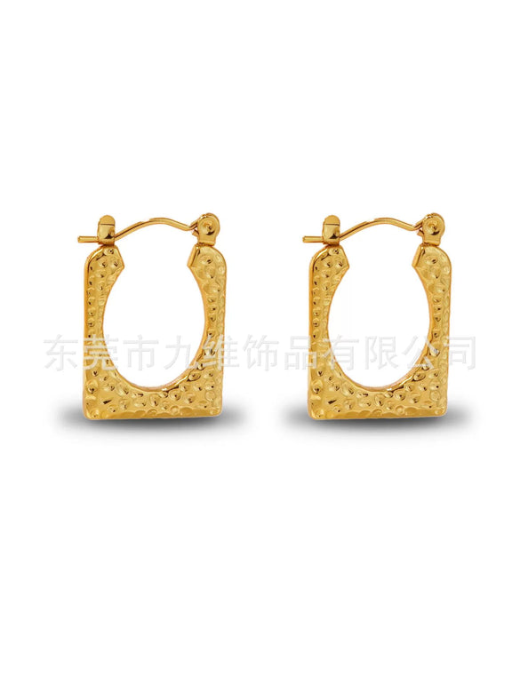 Wholesale Stainless Steel Geometric Embossed Hydraulic Women's Earrings
