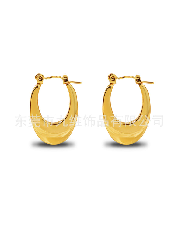 Wholesale Stainless Steel Geometric Embossed Hydraulic Women's Earrings