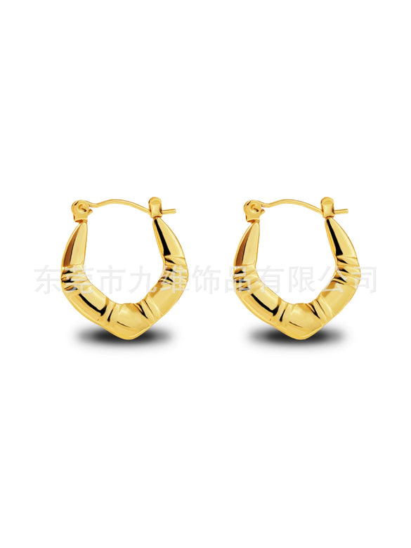 Wholesale Stainless Steel Geometric Embossed Hydraulic Women's Earrings