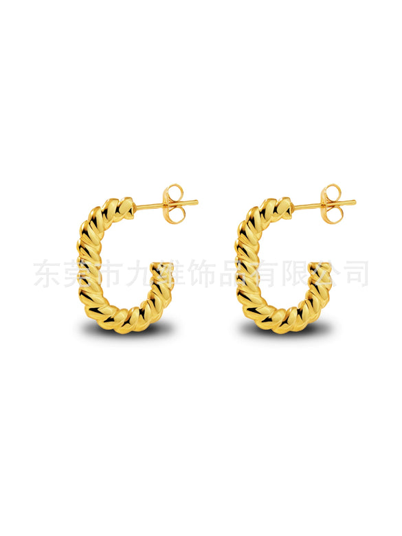 Wholesale Stainless Steel Geometric Embossed Hydraulic Women's Earrings