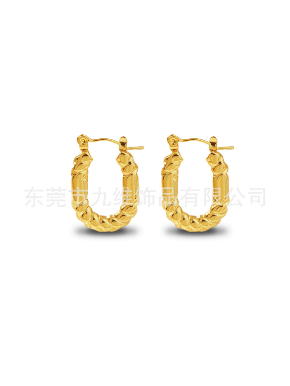 Wholesale Stainless Steel Geometric Embossed Hydraulic Women's Earrings