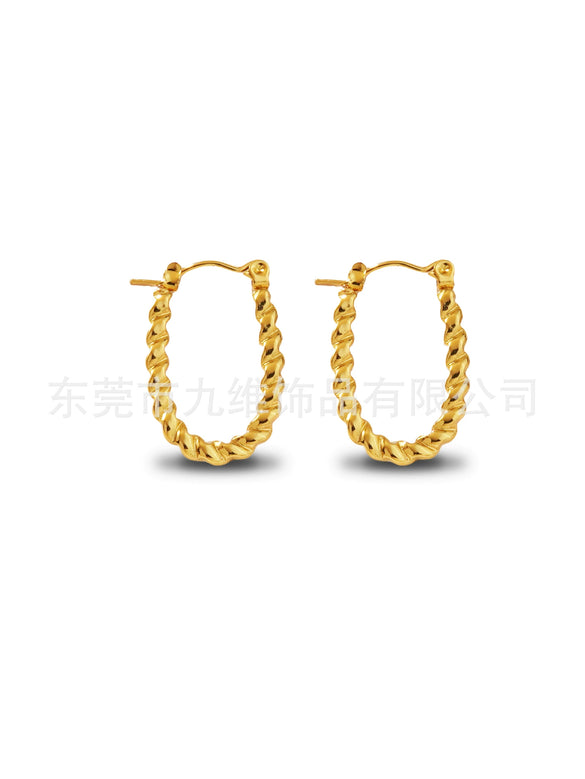 Wholesale Stainless Steel Geometric Embossed Hydraulic Women's Earrings