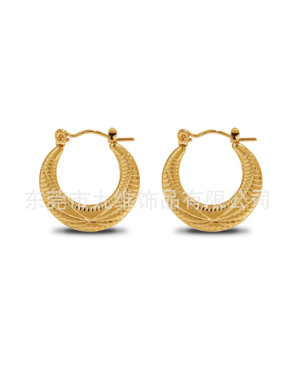 Wholesale Stainless Steel Geometric Embossed Hydraulic Women's Earrings