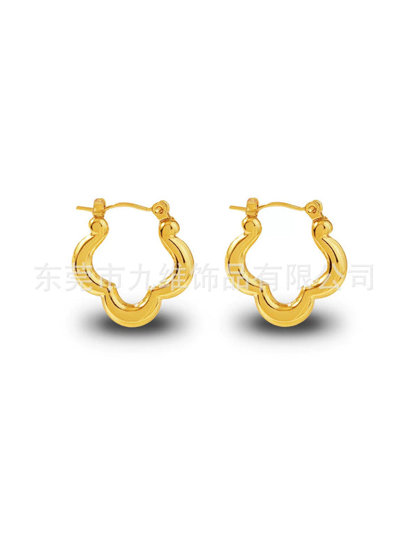 Wholesale Stainless Steel Geometric Embossed Hydraulic Women's Earrings