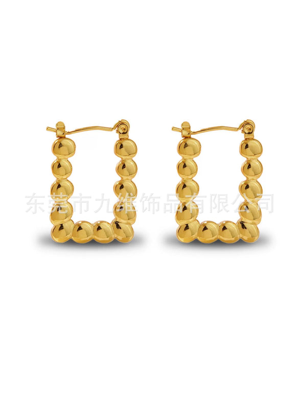 Wholesale Stainless Steel Geometric Embossed Hydraulic Women's Earrings