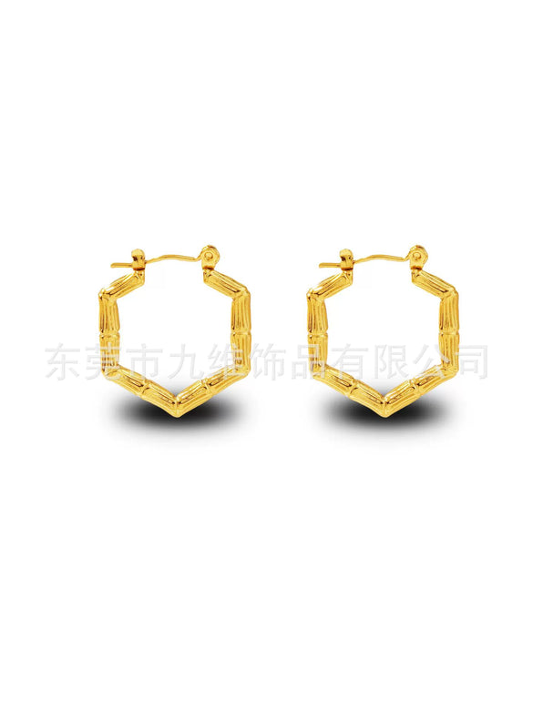 Wholesale Stainless Steel Geometric Embossed Hydraulic Women's Earrings