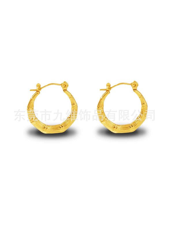 Wholesale Stainless Steel Geometric Embossed Hydraulic Women's Earrings