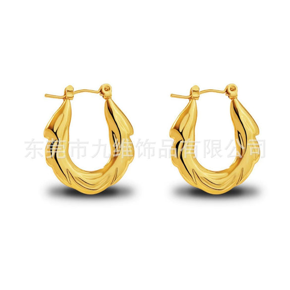 Wholesale Stainless Steel Geometric Embossed Hydraulic Women's Earrings