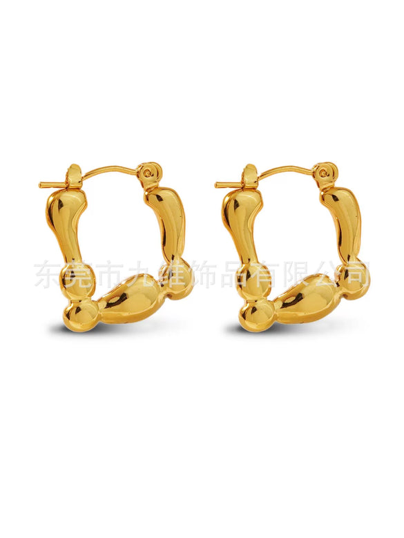 Wholesale Stainless Steel Geometric Embossed Hydraulic Women's Earrings