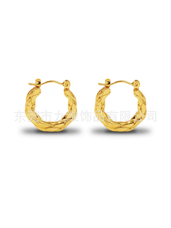 Wholesale Stainless Steel Geometric Embossed Hydraulic Women's Earrings