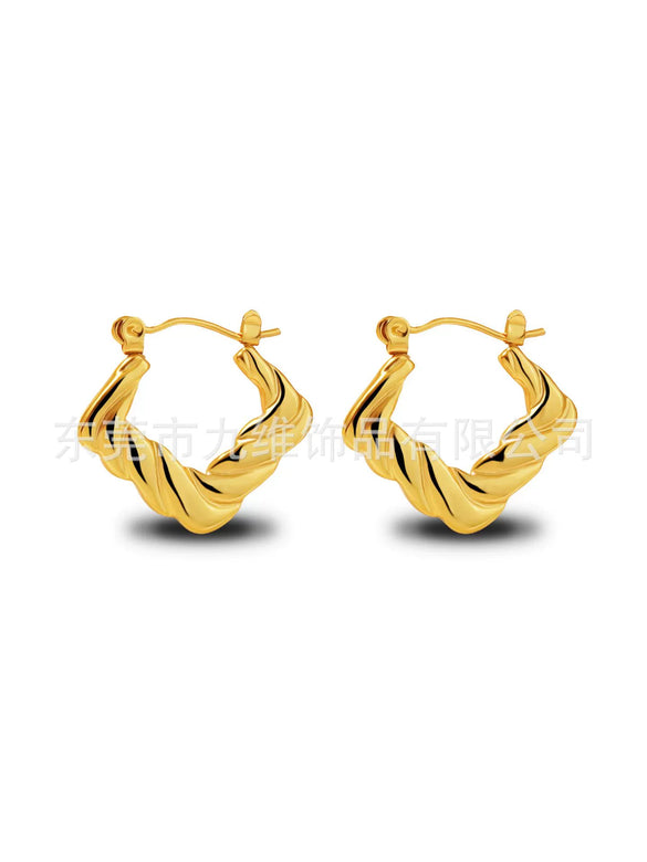 Wholesale Stainless Steel Geometric Embossed Hydraulic Women's Earrings