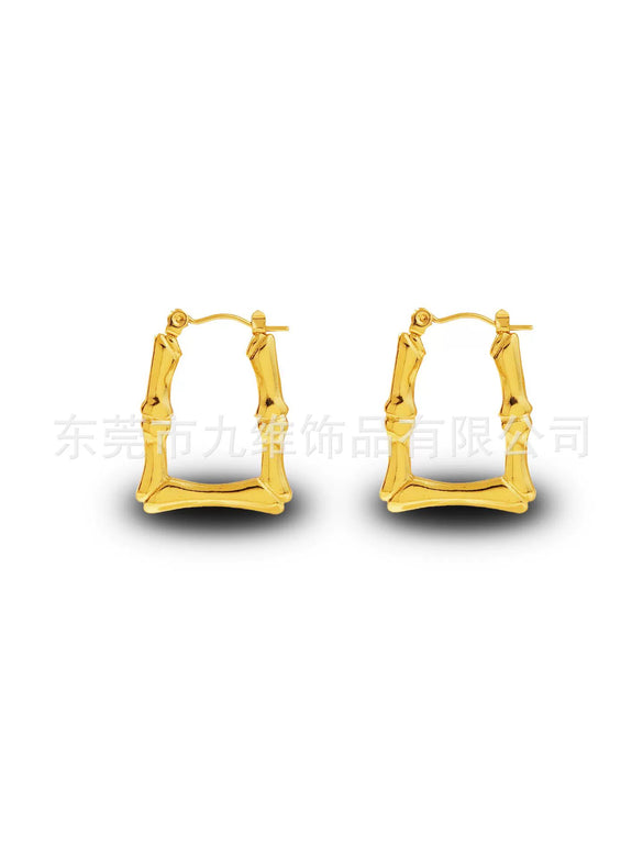 Wholesale Stainless Steel Geometric Embossed Hydraulic Women's Earrings