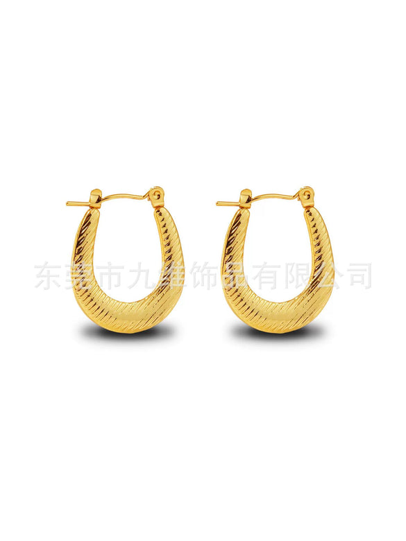 Wholesale Stainless Steel Geometric Embossed Hydraulic Women's Earrings