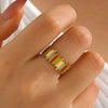 Wholesale Stainless Steel Geometric Enamel Open Ring For Women Electroplated Minimalist Style