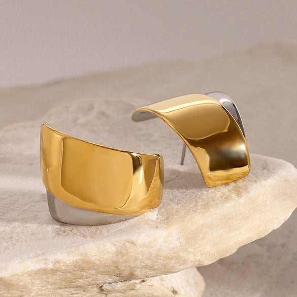 Wholesale Stainless Steel Geometric Exaggerated Earrings For Women Electroplated