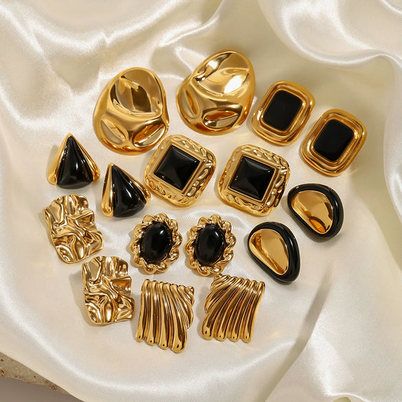 Wholesale Stainless Steel Geometric Exaggerated Earrings For Women With Electroplating