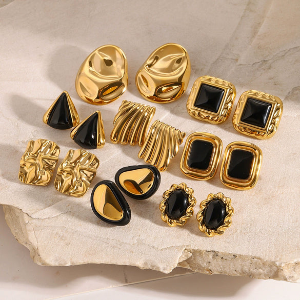 Wholesale Stainless Steel Geometric Exaggerated Earrings For Women With Electroplating