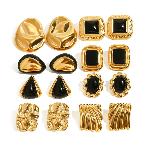 Wholesale Stainless Steel Geometric Exaggerated Earrings For Women With Electroplating