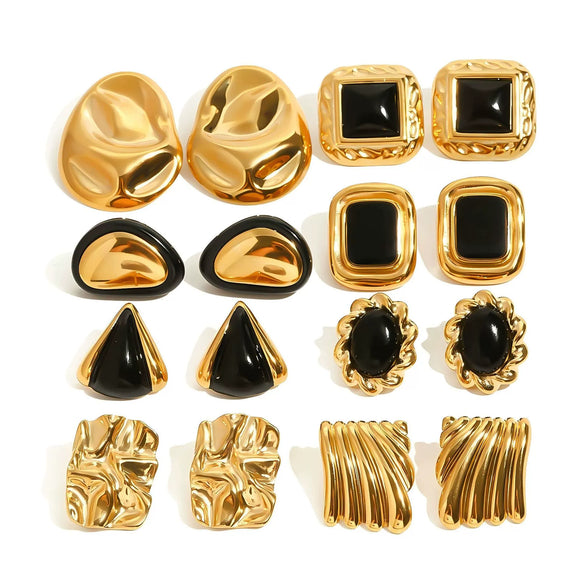 Wholesale Stainless Steel Geometric Exaggerated Earrings For Women With Electroplating