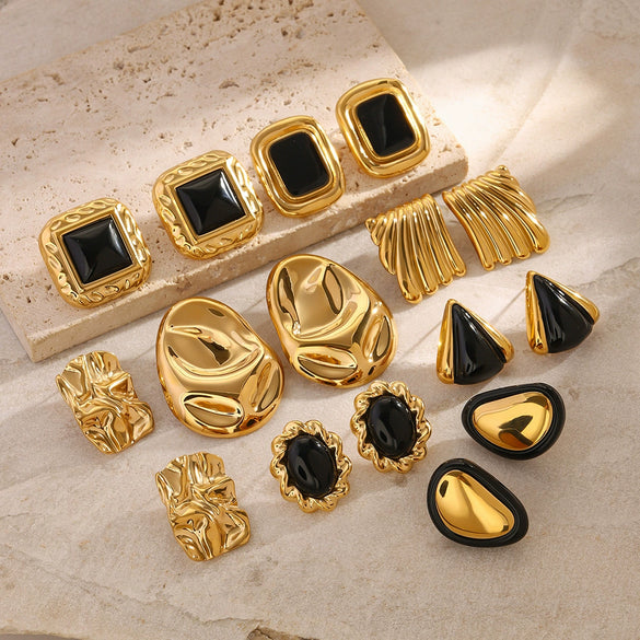 Wholesale Stainless Steel Geometric Exaggerated Earrings For Women With Electroplating