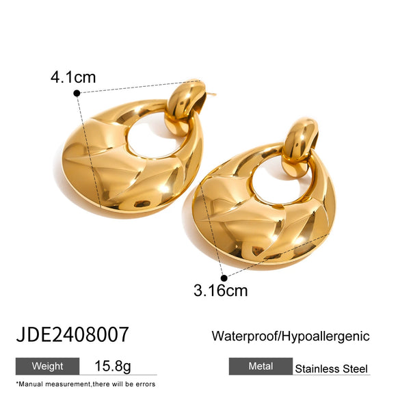 Wholesale Stainless Steel Geometric Exaggerated Niche Earrings For Women With Electroplating