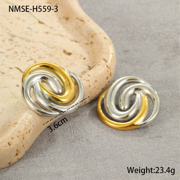 Wholesale Stainless Steel Geometric Exaggerated Retro Style Electroplated Women's Earrings