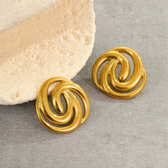 Wholesale Stainless Steel Geometric Exaggerated Retro Style Electroplated Women's Earrings