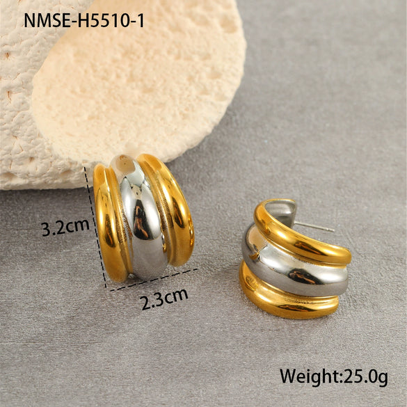Wholesale Stainless Steel Geometric Exaggerated Retro Style Electroplated Women's Earrings