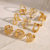 Wholesale Stainless Steel Geometric Exaggerated Rings Electroplated Jewelry Unisex Women's