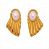 Wholesale Stainless Steel Geometric Fanshaped Electroplated Women's Earrings