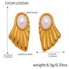 Wholesale Stainless Steel Geometric Fanshaped Electroplated Women's Earrings