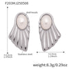 Wholesale Stainless Steel Geometric Fanshaped Electroplated Women's Earrings