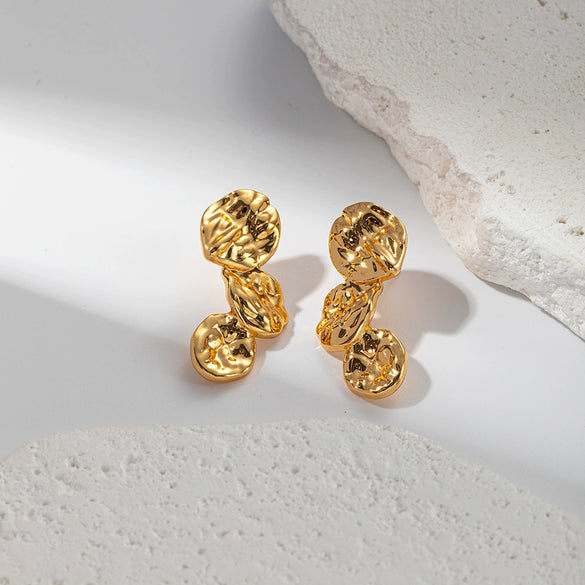Wholesale Stainless Steel Geometric Fashion Antiallergy Earrings With Electroplating Treatment