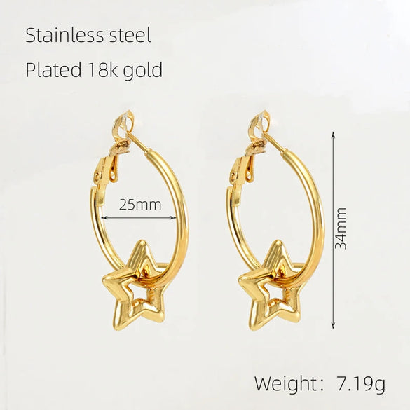 Wholesale Stainless Steel Geometric Fashion Earrings For Women With Electroplating Design