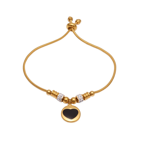 Wholesale 316L Stainless Steel Geometric Fashion Electroplated Enamel Glaze Zircon Women's Love Bracelet Jewelry