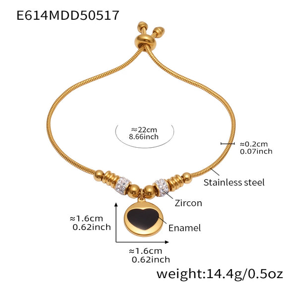 Wholesale 316L Stainless Steel Geometric Fashion Electroplated Enamel Glaze Zircon Women's Love Bracelet Jewelry