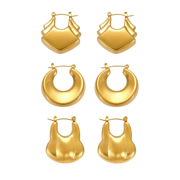 Wholesale 316L Stainless Steel Geometric Fashion Highpolished Gold Plated Women's Earrings