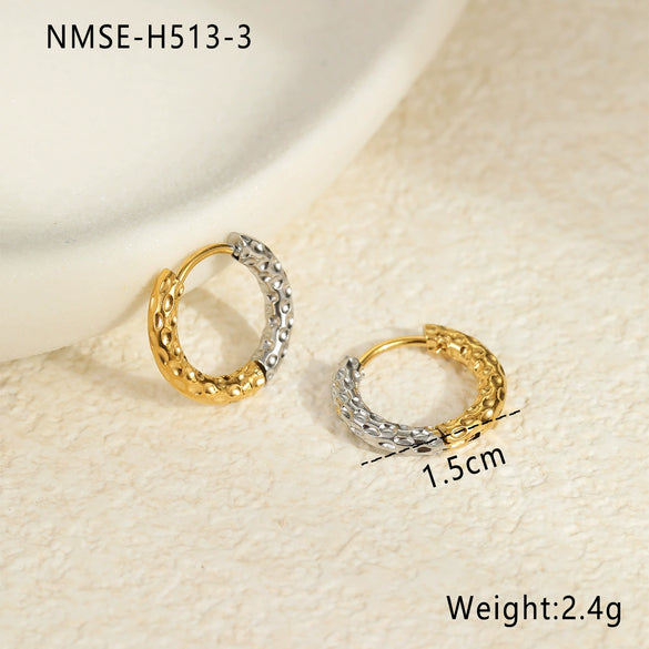 Wholesale Stainless Steel Geometric Fashion Minimalist Embossed Electroplated Women's Earrings