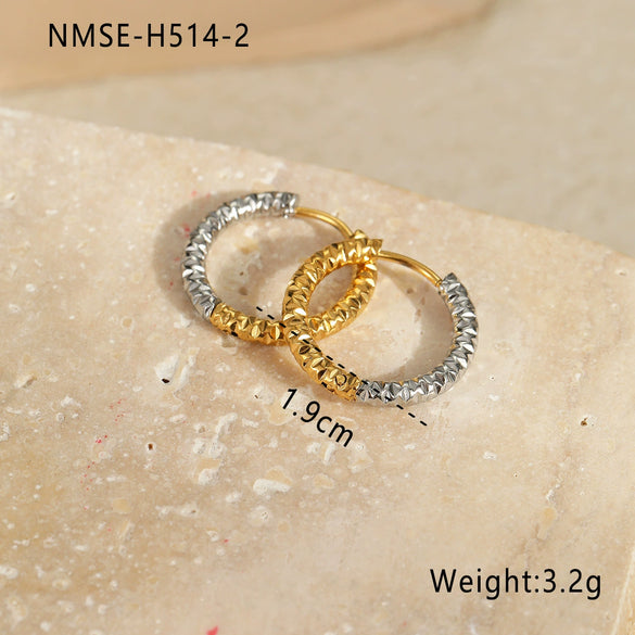 Wholesale Stainless Steel Geometric Fashion Minimalist Embossed Electroplated Women's Earrings